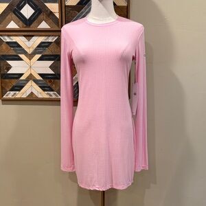 ALO Yoga Ribbed Sea Coast Long Sleeve Dress in Sweet Pink size Small NWT